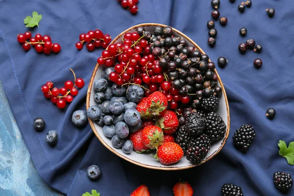 Composition Different Ripe Berries Color Background — Stock Photo, Image