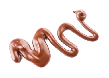 Beyaz arkaplanda çikolata şurubu zigzag