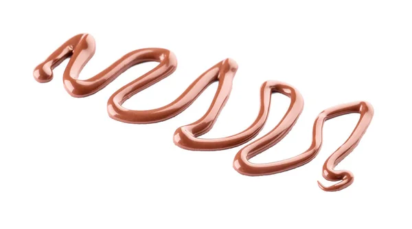 Шоколадный Сироп Зигзаг Белом Фоне — стоковое фото