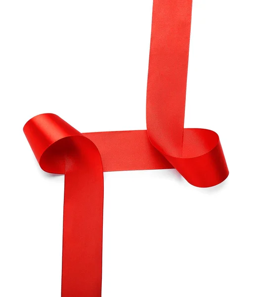 Shiny Red Ribbon White Background — Stock Photo, Image