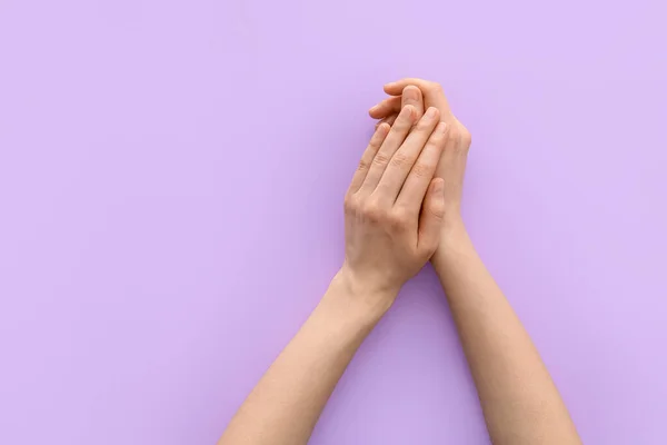 Female Hands Color Background — Stock Photo, Image