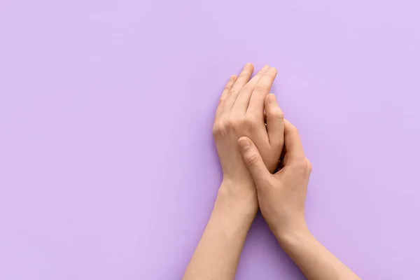 Female Hands Color Background — Stock Photo, Image