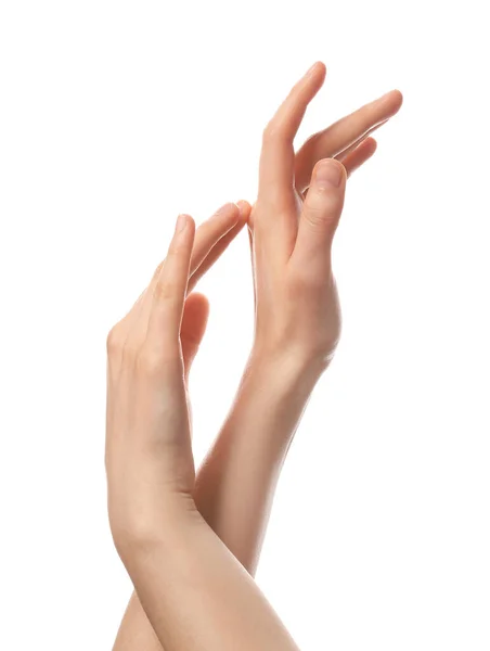 Γυναικεία Χέρια Απομονωμένα Λευκό Φόντο — Φωτογραφία Αρχείου