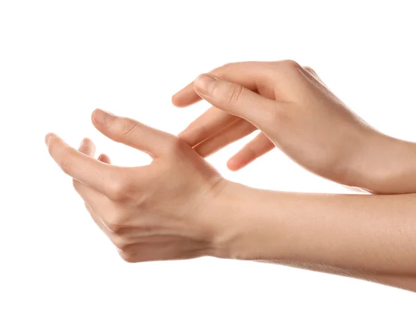 Γυναικεία Χέρια Απομονωμένα Λευκό Φόντο — Φωτογραφία Αρχείου