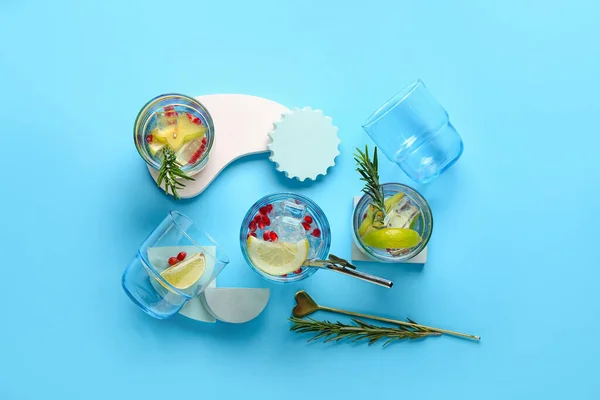 Composition Glasses Infused Water Color Background — Stock Photo, Image