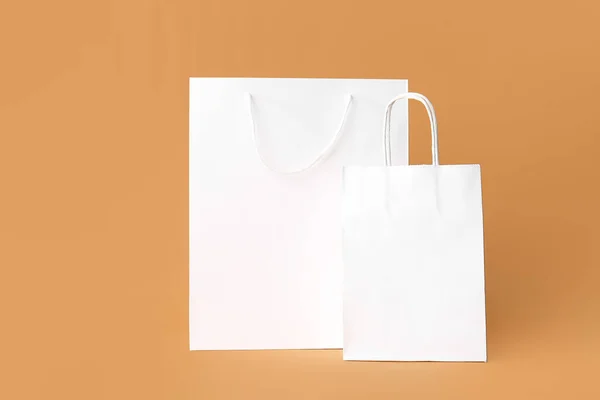 Blank Paper Bags Color Background — Stock Photo, Image