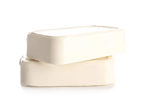 Beyaz Arka Planda Sağlıklı Beyaz Peynir — Stok fotoğraf