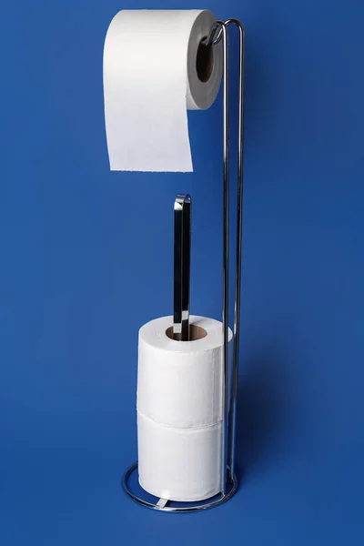 Modern Holder Toilet Paper Rolls Color Background — Stock Photo, Image
