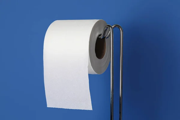 Modern Holder Toilet Paper Roll Color Background Closeup — Stock Photo, Image