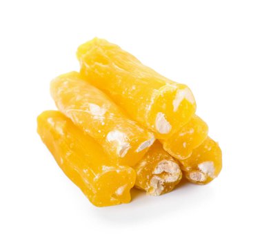 Beyaz arka planda lezzetli Türk lokumu