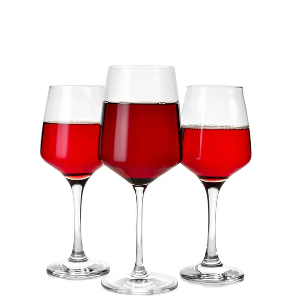 Glasögon Läckert Rött Vin Vit Bakgrund — Stockfoto
