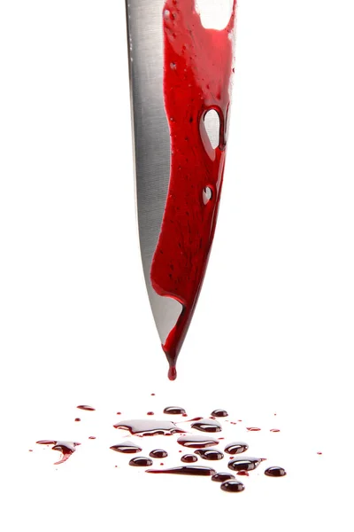 Αιματοβαμμένο Μαχαίρι Λευκό Φόντο — Φωτογραφία Αρχείου