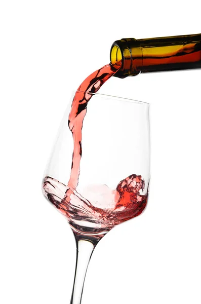 Pouring Tasty Red Wine Glass White Background Royalty Free Stock Images