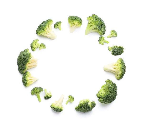 Telaio Realizzato Sano Cavolo Broccolo Sfondo Bianco — Foto Stock