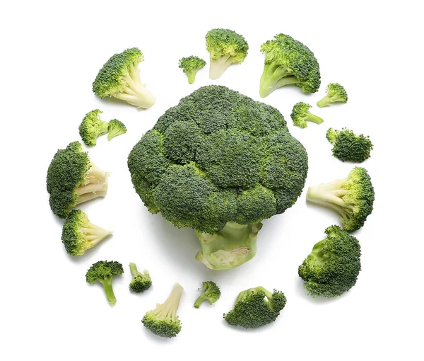 Friska Broccoli Kål Vit Bakgrund — Stockfoto