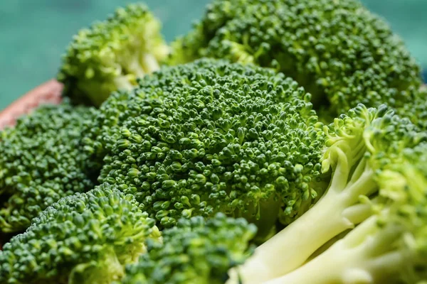 Plate Healthy Broccoli Cabbage Color Background Closeup — Stock Photo, Image