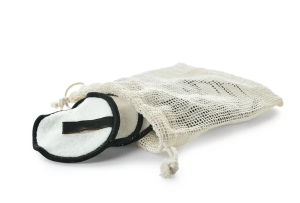 Beyaz Arkaplanda Yeniden Kullanılabilir Pamuk Yastıklı Çanta — Stok fotoğraf