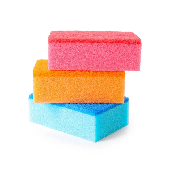 Different Cleaning Sponges White Background — Stock Photo, Image