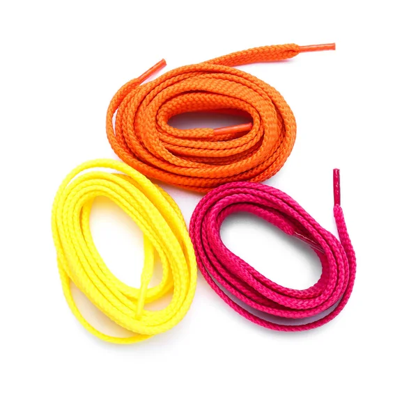 Rolls Colorful Shoe Laces White Background — Stock Photo, Image