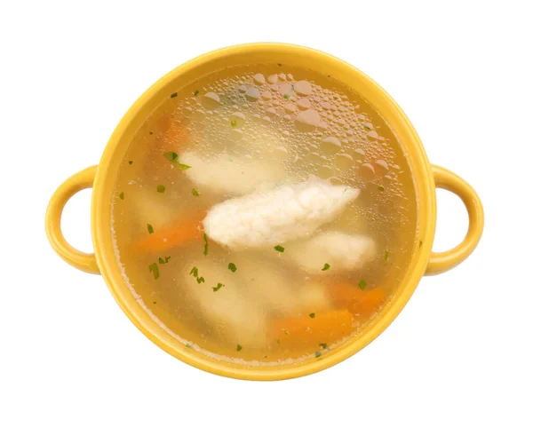 Kruka Välsmakande Dumpling Soppa Isolerad Vit Bakgrund — Stockfoto