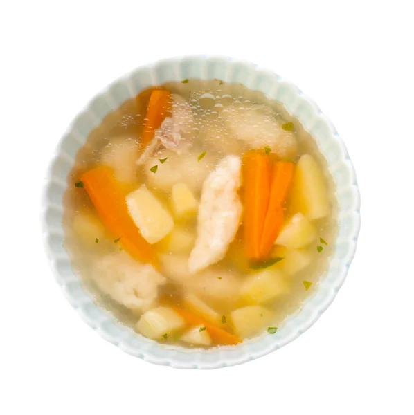 Ένα Μπολ Νόστιμη Σούπα Λευκό Φόντο — Φωτογραφία Αρχείου
