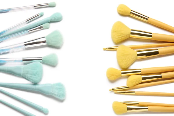 Different Stylish Makeup Brushes White Background — Stock Photo, Image