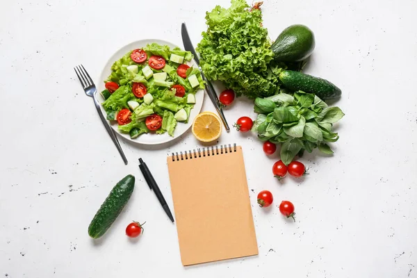 Composition Meal Plan Healthy Products Light Background — Stock Photo, Image