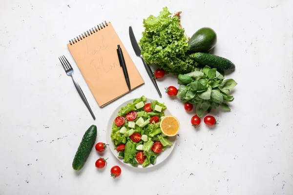 Composition Meal Plan Healthy Products Light Background — Stock Photo, Image