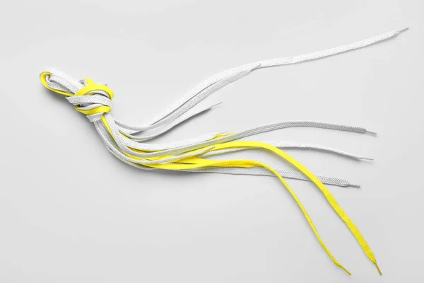 Shoe Laces Tied Knot White Background — Stock Photo, Image