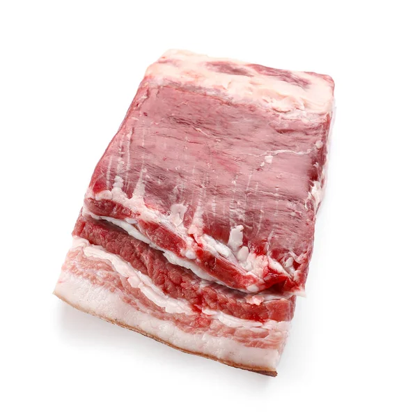 Bacon Não Cozido Fundo Branco — Fotografia de Stock