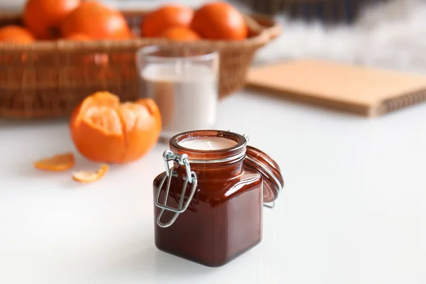 Aroma Candle Jar Table Room — Stock Photo, Image