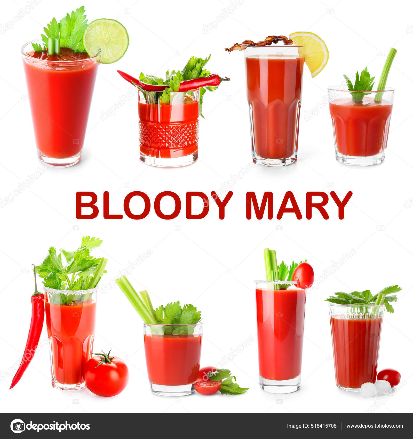 Glasses Bloody Mary Cocktail White Background Stock Photo by ©serezniy  518415708