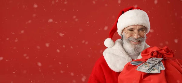 Çantalı Noel Baba Hediye Kartları Metin Için Yeri Olan Renk — Stok fotoğraf