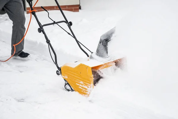 Removing Snow Yard — Stock Photo, Image