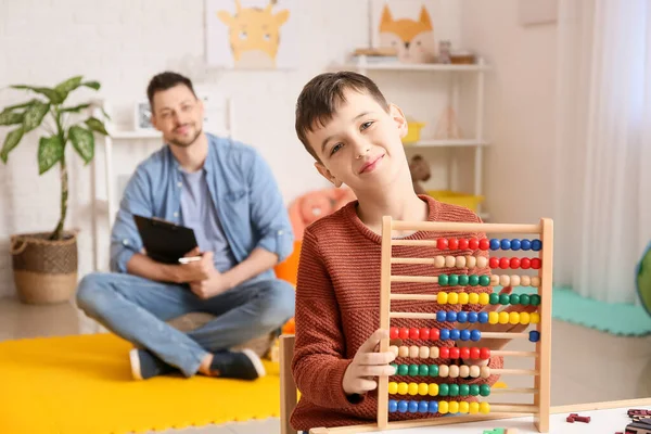 Little Boy Autism Spectrum Disorder Psychologist Office — Stock Photo, Image