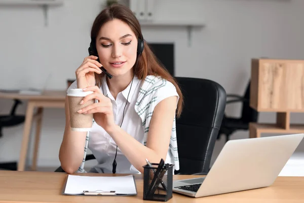 Technical Support Agent Working Office — Stock Photo, Image