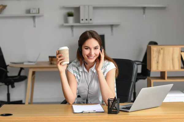 Technical Support Agent Working Office — Stock Photo, Image