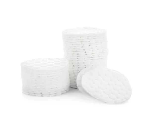 Stacks Clean Cotton Pads Isolated White Background — Stock Photo, Image