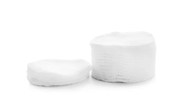 Nouveaux Tampons Coton Propre Sur Fond Blanc — Photo