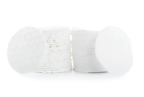 Stacks Clean Cosmetic Cotton Pads White Background — Stock Photo, Image