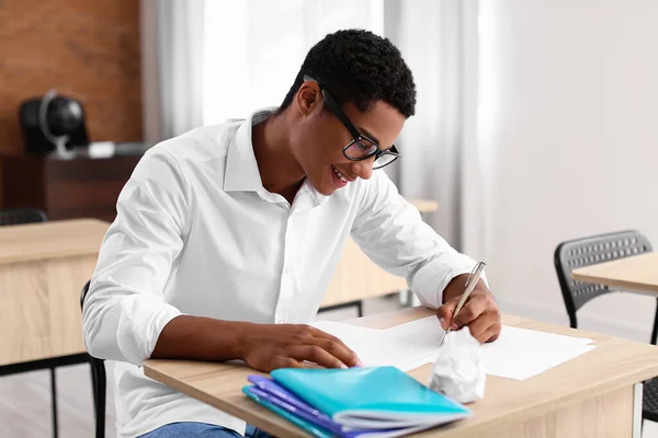 African American Student Passing Exam School — Stock Photo, Image