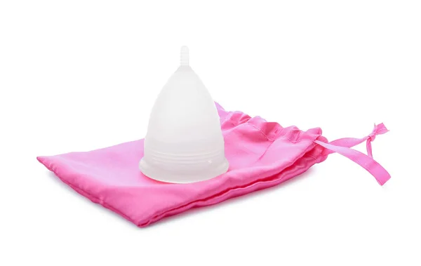 Coupe Menstruelle Sac Sur Fond Blanc — Photo