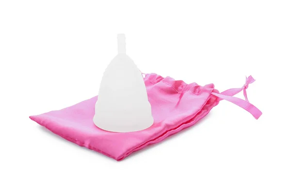 Coupe Menstruelle Sac Sur Fond Blanc — Photo