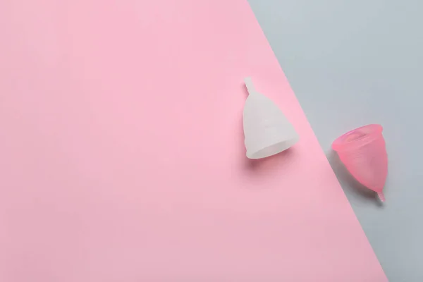 Менструальні Чашки Кольоровому Фоні — стокове фото