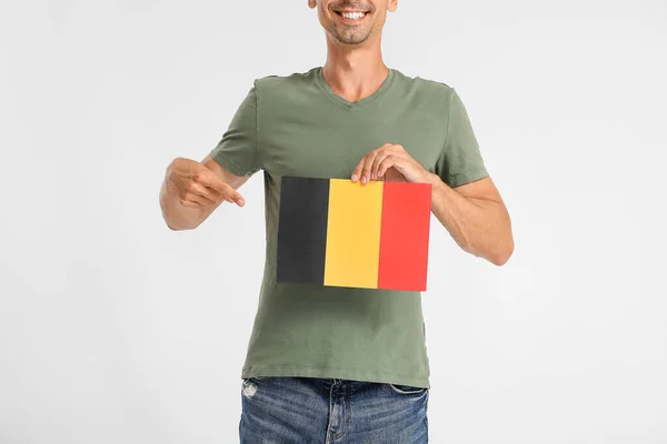 Νεαρός Σημαία Βελγίου Ανοιχτό Φόντο — Φωτογραφία Αρχείου