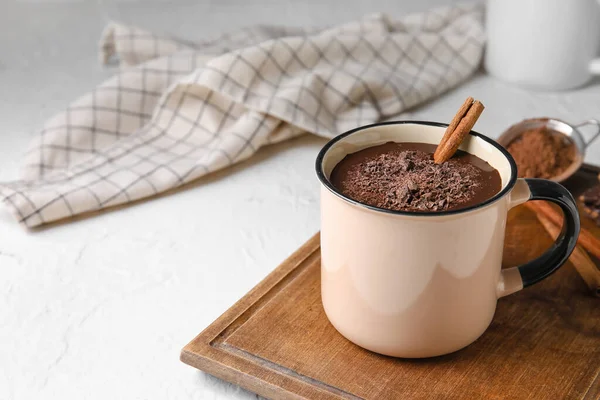 Mug Tasty Hot Chocolate White Background — Stock Photo, Image