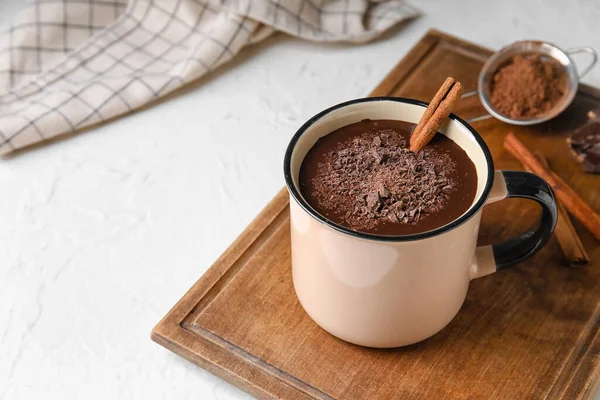 Mug Tasty Hot Chocolate White Background — Stock Photo, Image