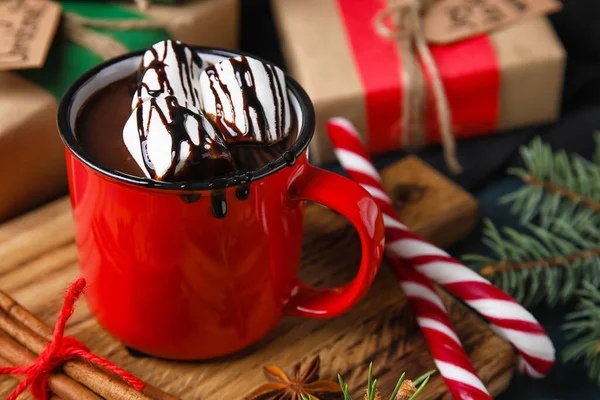 Mug Delicious Hot Chocolate Table — Stock Photo, Image
