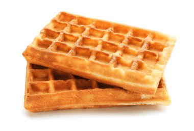 Beyaz arkaplanda lezzetli Belçika waffle 'ları