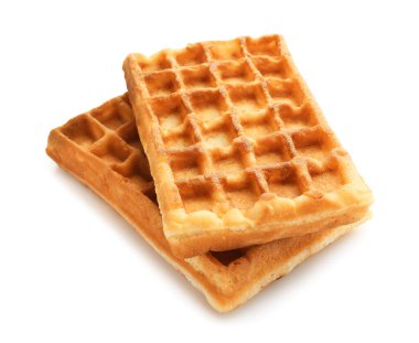 Beyaz arkaplanda lezzetli Belçika waffle 'ları